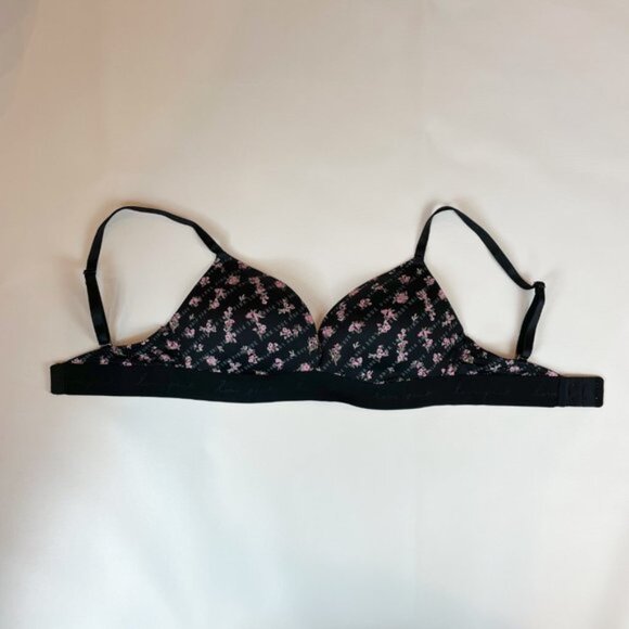 NWOT Victoria's Secret PINK Bra 34D Wear Everywhere Wireless Push Up Floral Logo - Picture 2 of 8